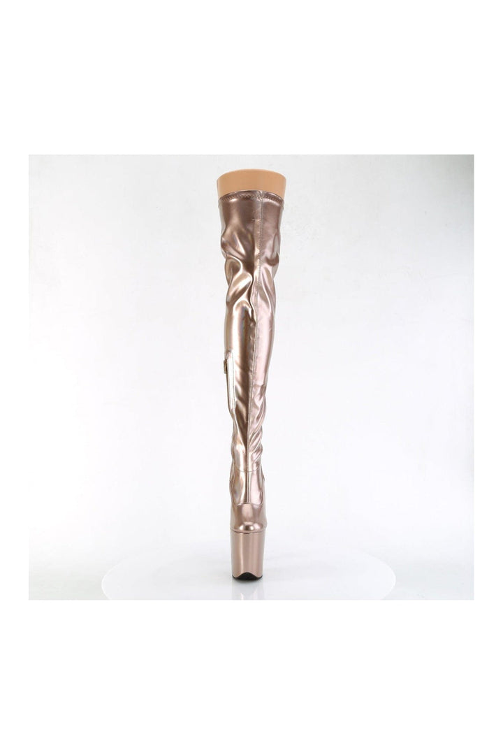 FLAMINGO-3000HWR Rose Gold Hologram Thigh Boot