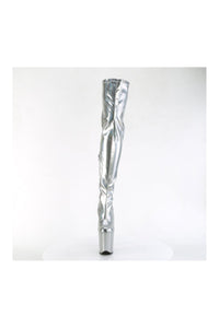 Pleaser FLAMINGO-3000HWR Silver Hologram Thigh Boot in Silver Hologram