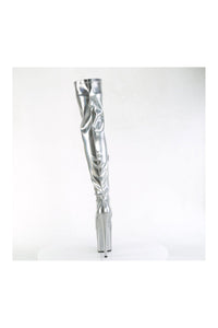 Pleaser FLAMINGO-3000HWR Silver Hologram Thigh Boot in Silver Hologram