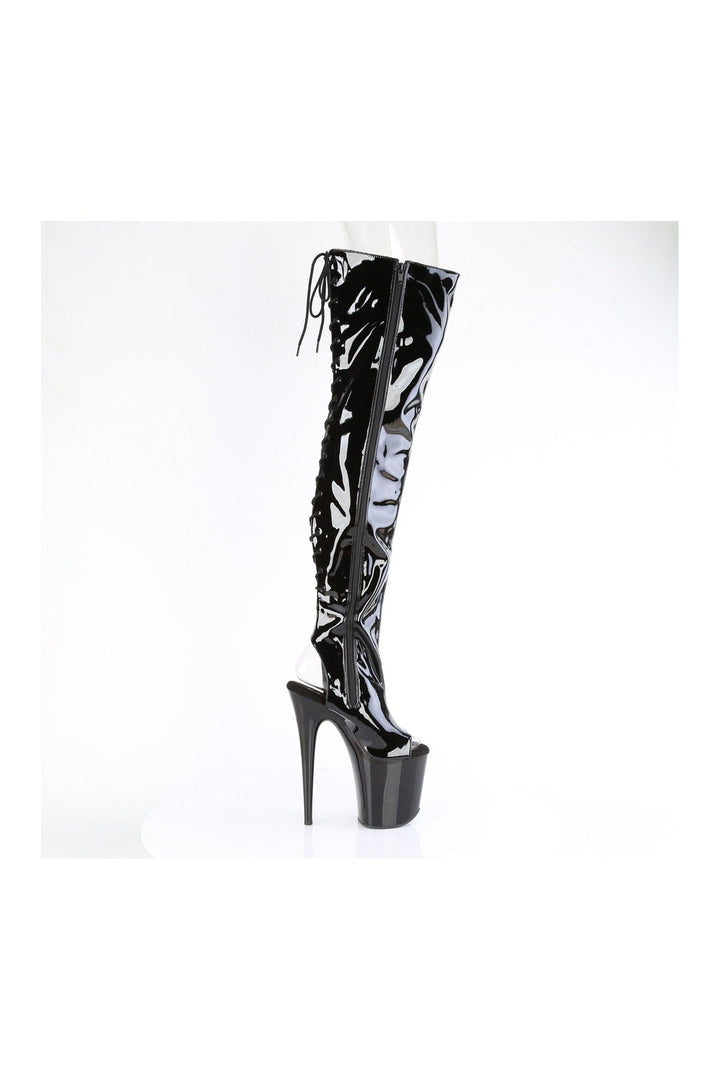 FLAMINGO-3017 Black Patent Thigh Boot-Thigh Boots-Pleaser-SEXYSHOES.COM
