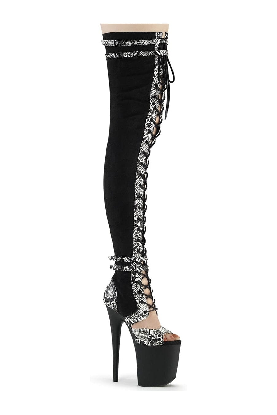 FLAMINGO-3027SP Black Faux Suede Thigh Boot-Thigh Boots-Pleaser-Black-10-Faux Suede-SEXYSHOES.COM