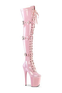 Pleaser FLAMINGO-3028 Pink Patent Thigh Boot in Pink Patent from SexyShoes.com