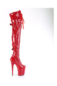 Pleaser FLAMINGO-3028 Red Patent Thigh Boot in Red Patent