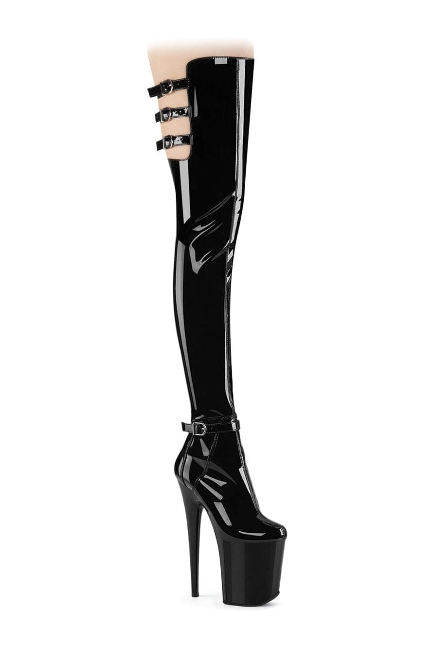 FLAMINGO-3055 Black Patent Thigh Boot-Thigh Boots-Pleaser-Black-10-Patent-SEXYSHOES.COM