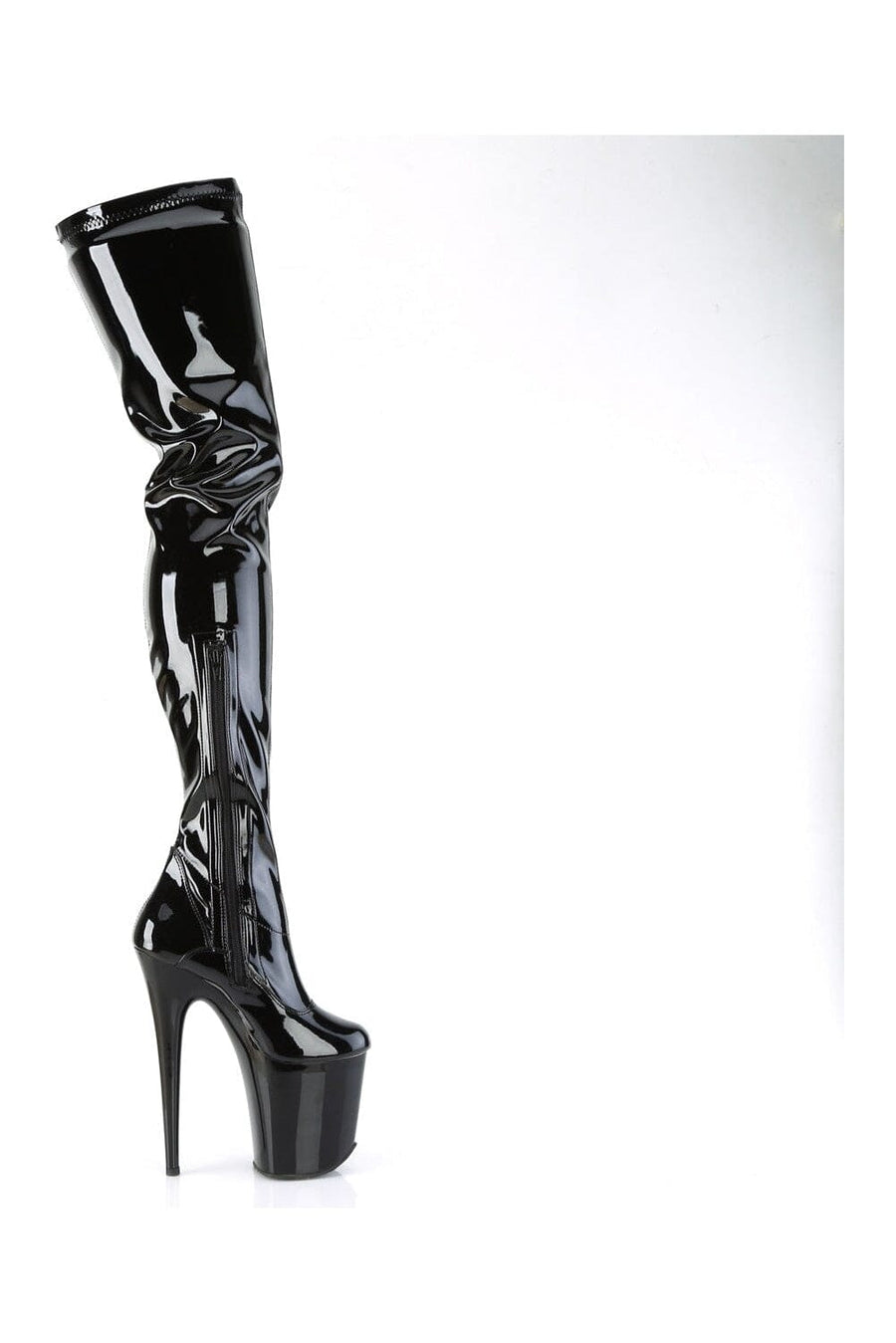 Pleaser FLAMINGO-4000 Black Patent Ankle Boot in Black Patent