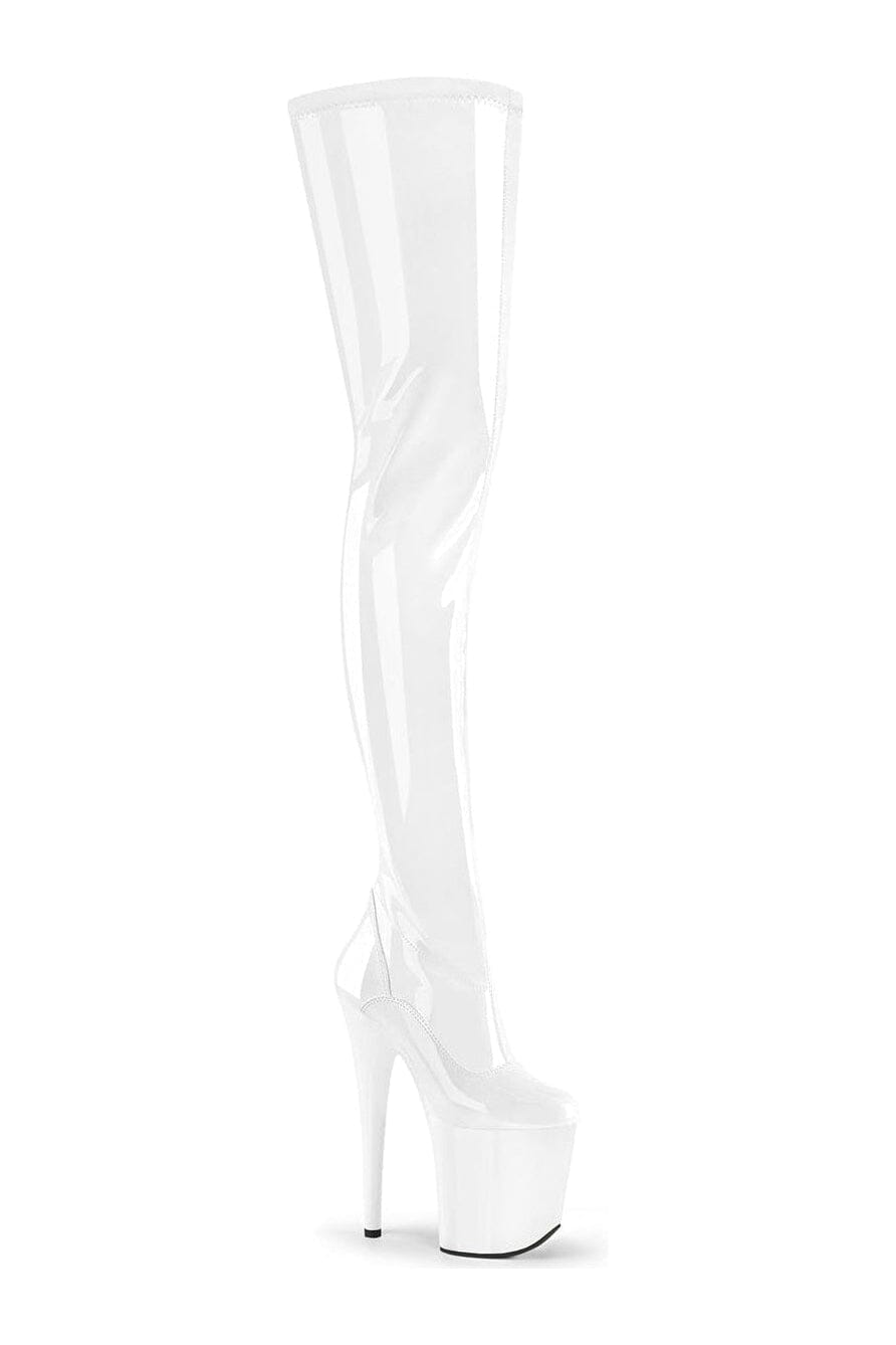 FLAMINGO-4000 White Patent Ankle Boot-Ankle Boots-Pleaser-White-10-Patent-SEXYSHOES.COM