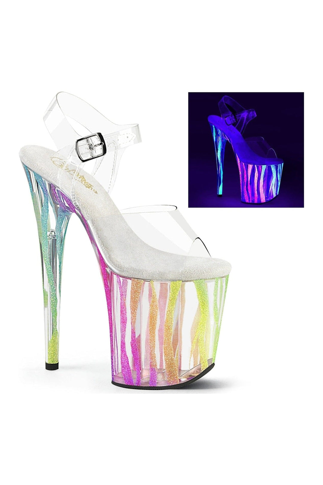 Pleaser FLAMINGO-808RG-03 Clear Vinyl Sandal in Clear Vinyl from SexyShoes.com