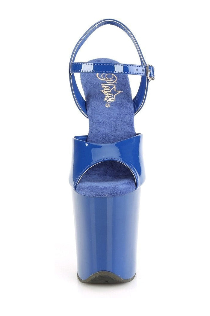 Pleaser FLAMINGO-809 Sandal in Blue Patent