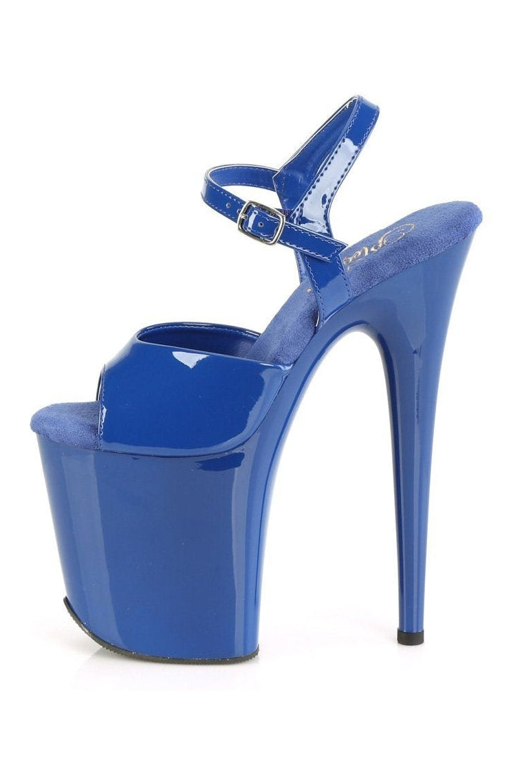 Pleaser FLAMINGO-809 Sandal in Blue Patent