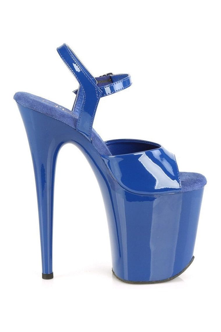 Pleaser FLAMINGO-809 Sandal in Blue Patent