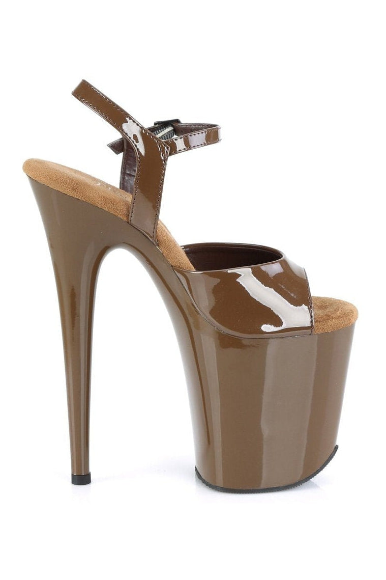 Pleaser FLAMINGO-809 Sandal in Brown Patent