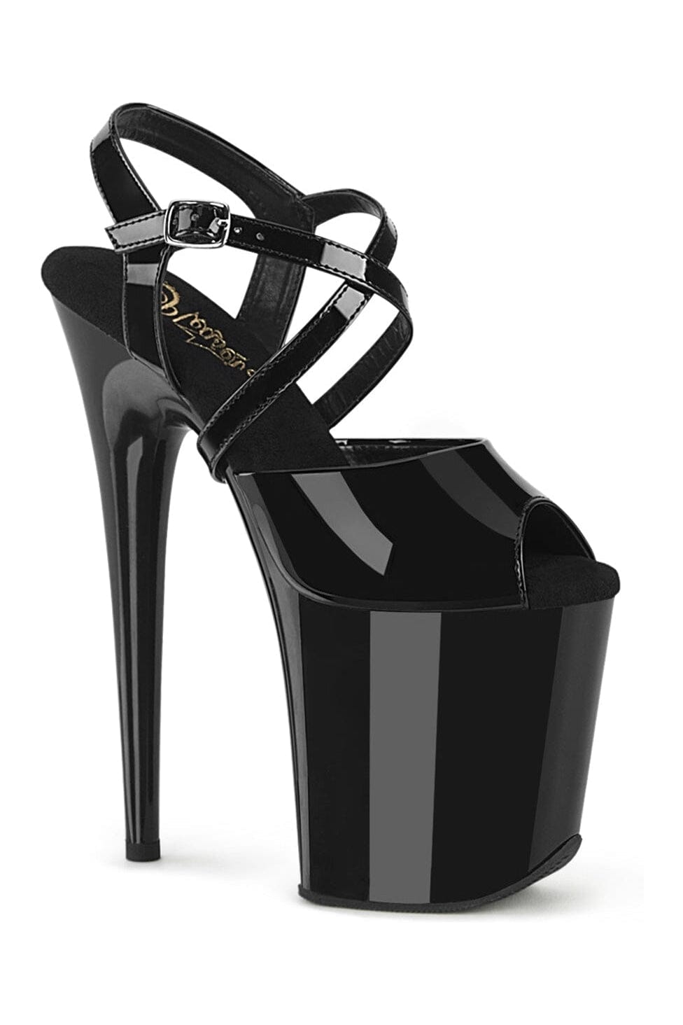 FLAMINGO-824 Black Patent Sandal-Sandals-Pleaser-Black-10-Patent-SEXYSHOES.COM