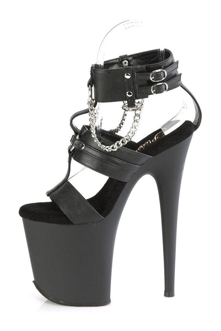 FLAMINGO-861 Black Faux Leather Sandal-Sandals-Pleaser-SEXYSHOES.COM