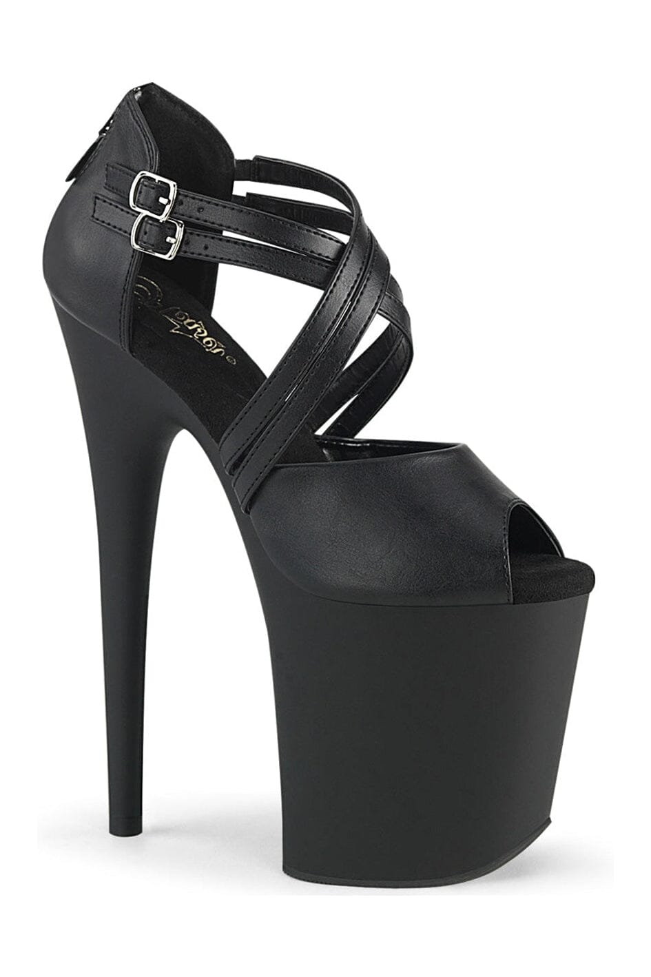 FLAMINGO-865 Black Faux Leather Sandal-Sandals-Pleaser-Black-5-Faux Leather-SEXYSHOES.COM