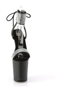 Pleaser FLAMINGO-870 Black Faux Leather Sandal in Black Faux Leather