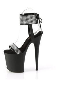 Pleaser FLAMINGO-870 Black Faux Leather Sandal in Black Faux Leather