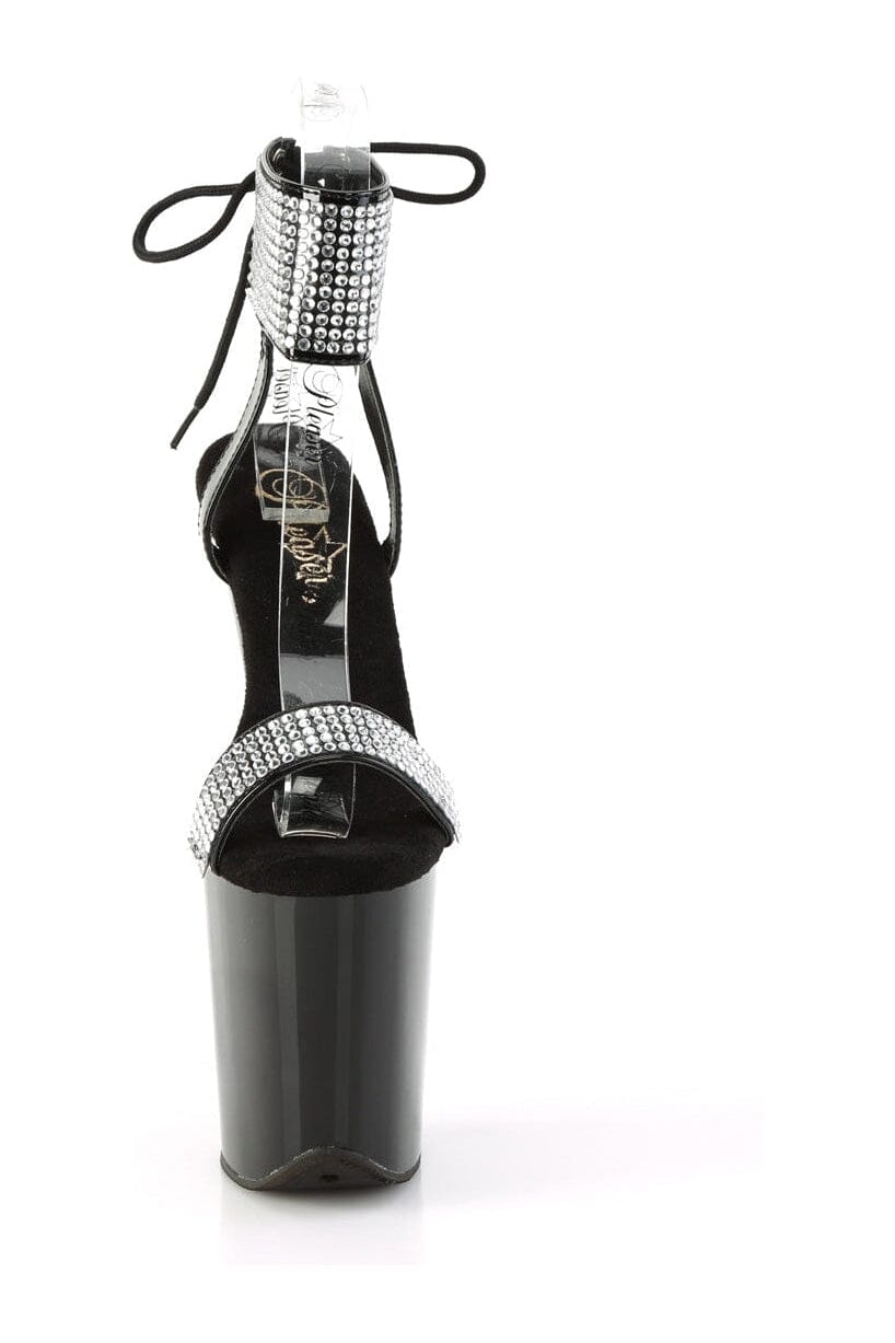 Pleaser FLAMINGO-870 Black Patent Sandal in Black Patent