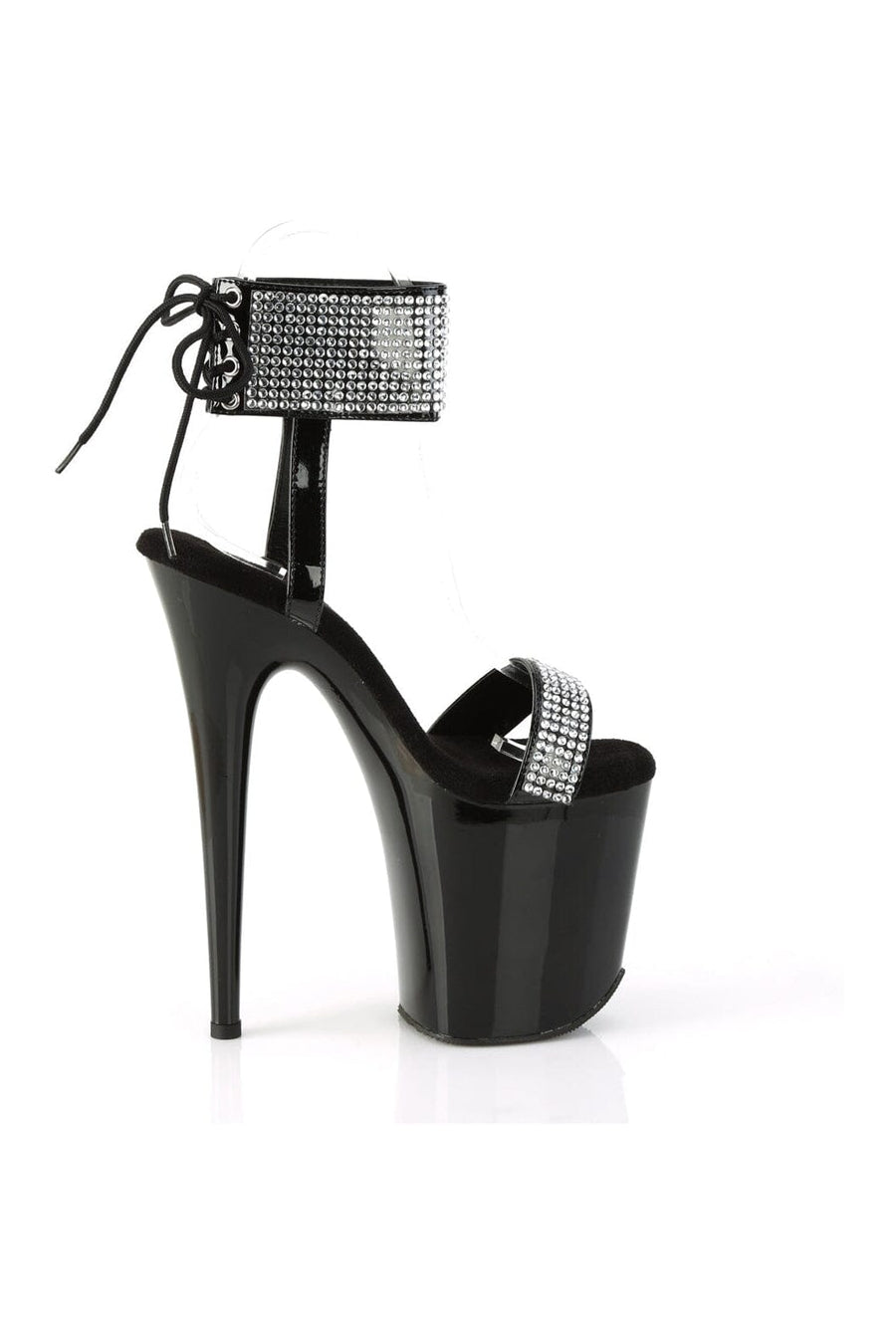 Pleaser FLAMINGO-870 Black Patent Sandal in Black Patent