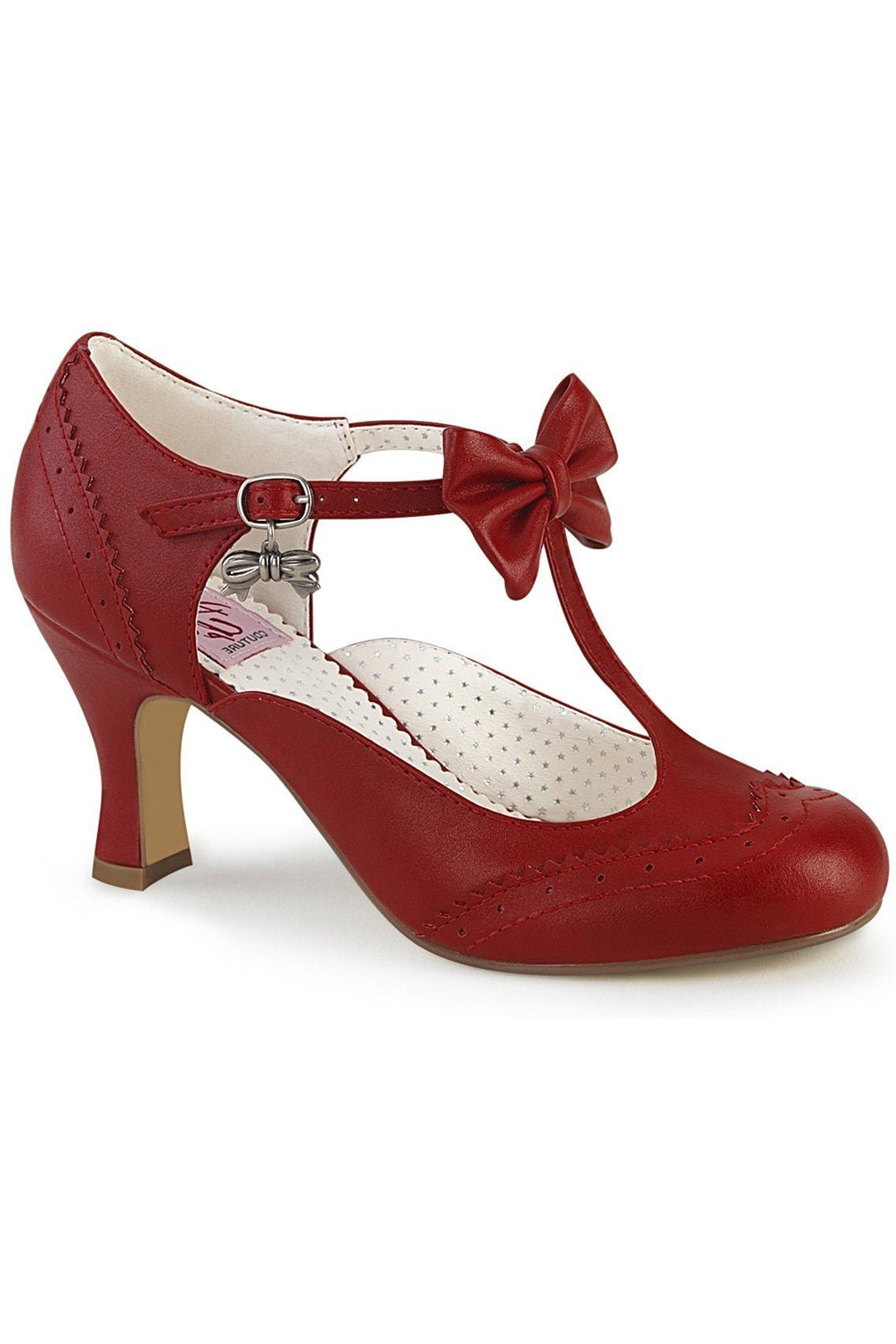 FLAPPER-11 Pump | Red Faux Leather-Pumps-Pin Up Couture-Red-12-Faux Leather-SEXYSHOES.COM