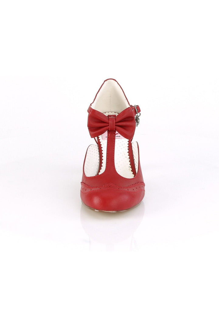 FLAPPER-11 Pump | Red Faux Leather-Pumps-Pin Up Couture-SEXYSHOES.COM