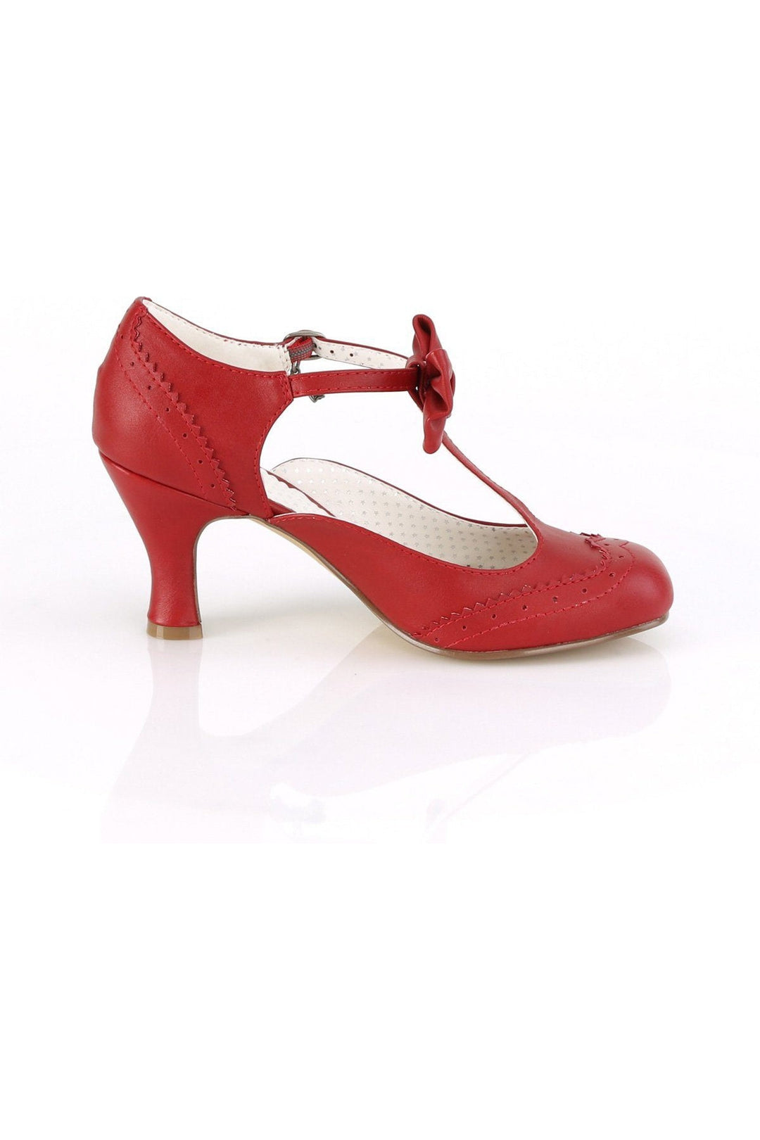 FLAPPER-11 Pump | Red Faux Leather-Pumps-Pin Up Couture-SEXYSHOES.COM