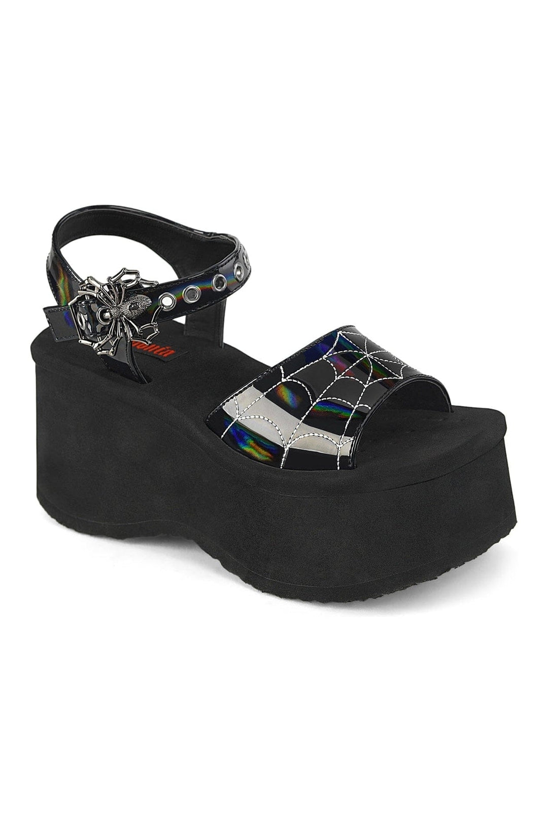 FUNN-10 Black Hologram Patent Sandal-Sandals-Demonia-Black-10-Hologram Patent-SEXYSHOES.COM