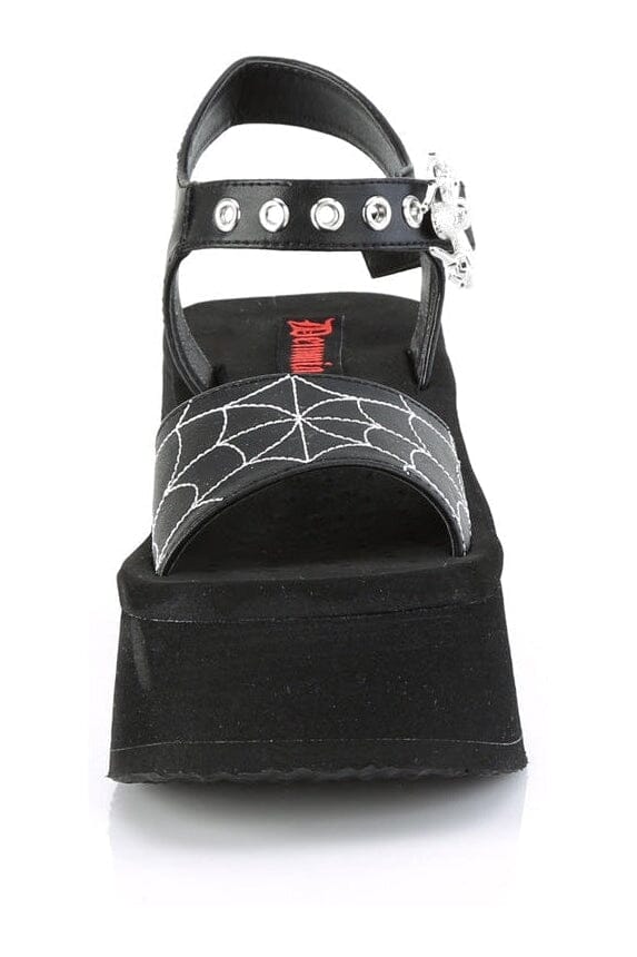 Demonia FUNN-10 Black Vegan Leather Sandal in Black Vegan Leather