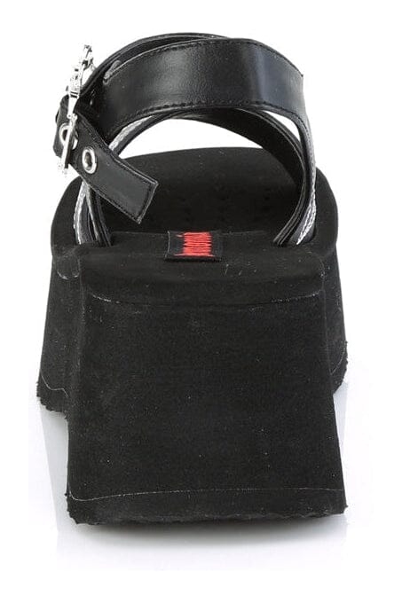 Demonia FUNN-10 Black Vegan Leather Sandal in Black Vegan Leather