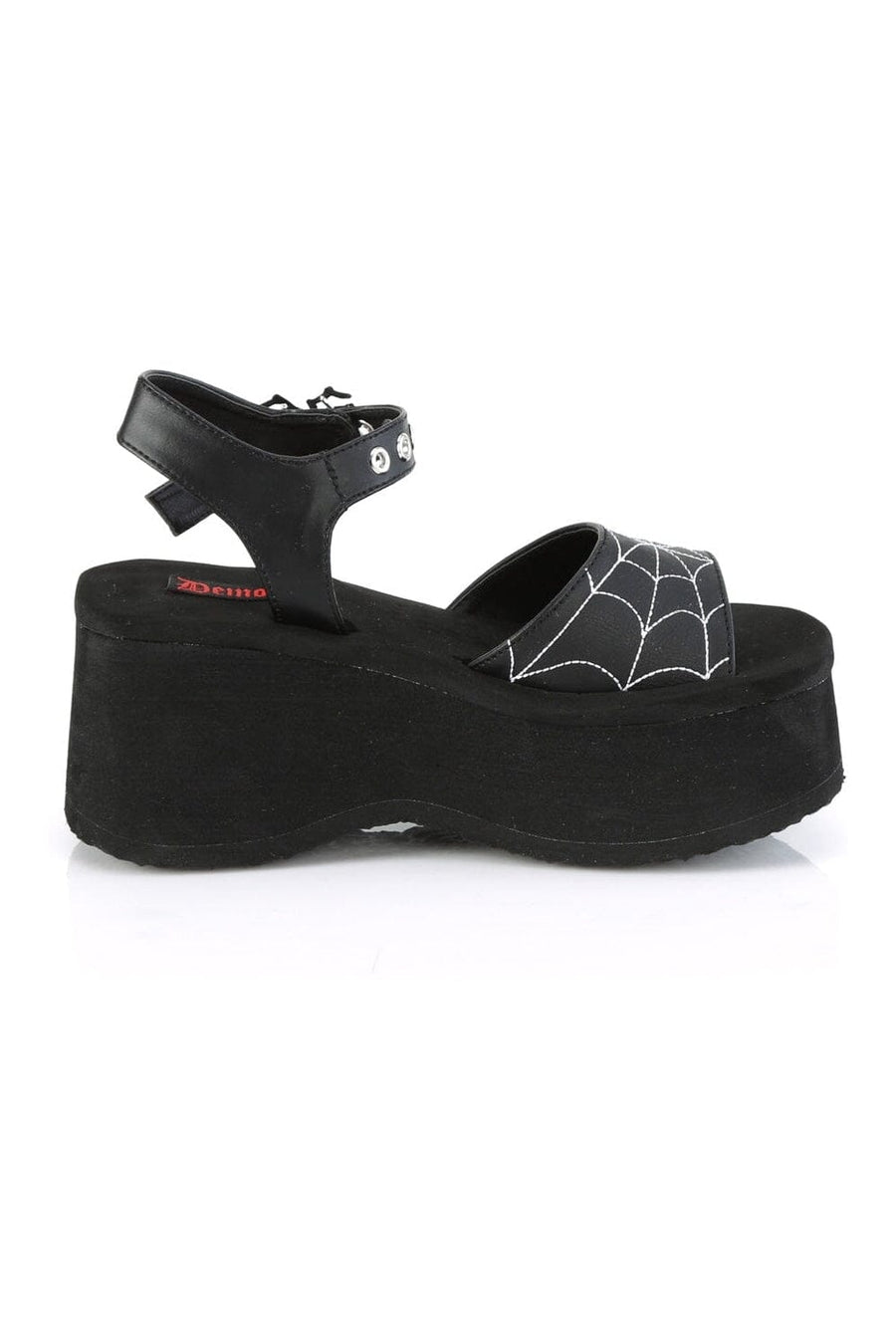 Demonia FUNN-10 Black Vegan Leather Sandal in Black Vegan Leather