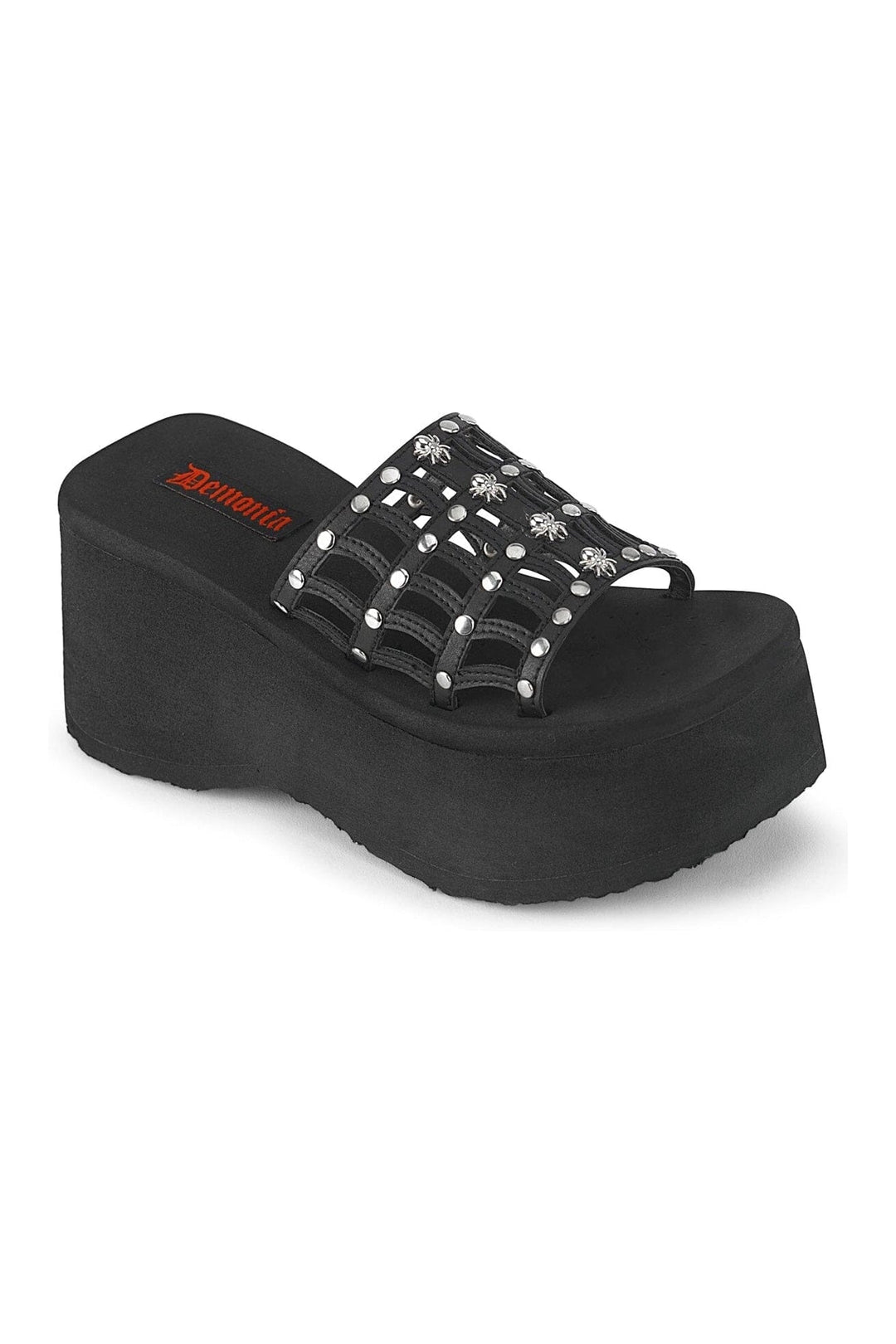 FUNN-13 Black Vegan Leather Slide-Slides-Demonia-Black-10-Vegan Leather-SEXYSHOES.COM