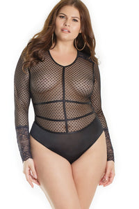 Coquette Fence Net Bodysuit in Black  from SexyShoes.com