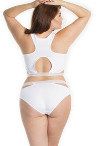 Fence Net Crop Top With Panty Set | Plus Size-Lingerie Sets-Coquette-White-Q-SEXYSHOES.COM