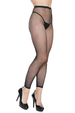 Fishnet Rhinestone Footless Pantyhose