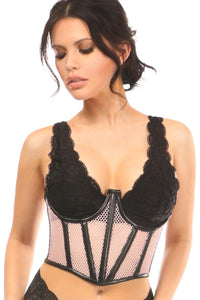Daisy Corsets Fishnet Underwire Open Cup Waist Cincher in Pink  from SexyShoes.com