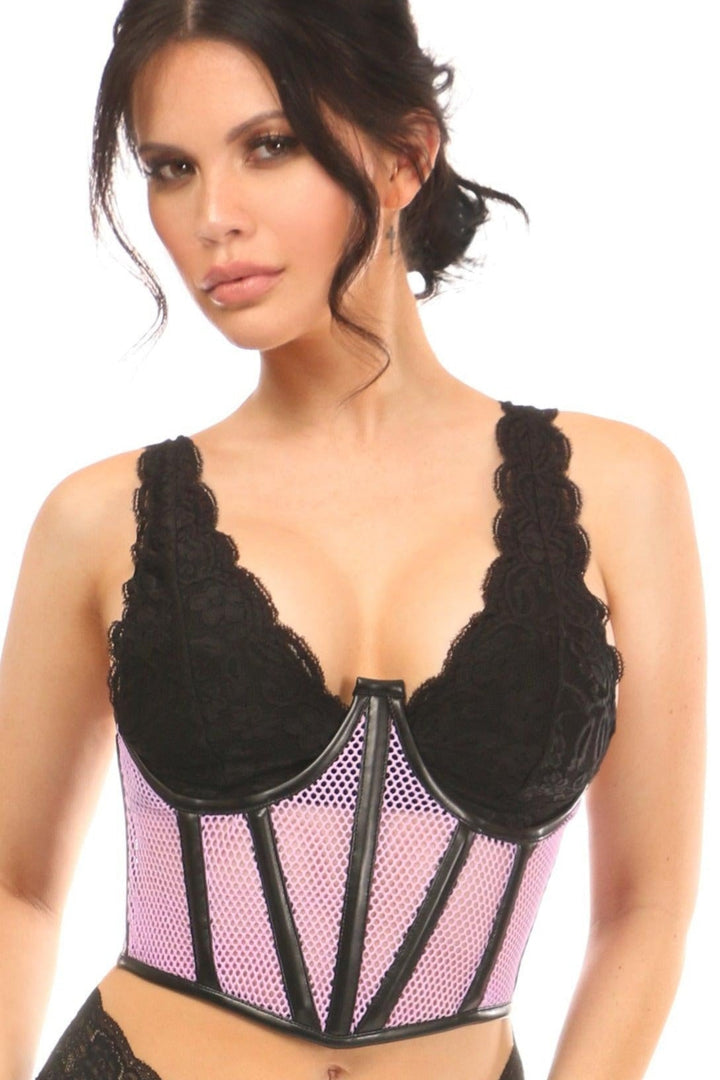 Fishnet Underwire Open Cup Waist Cincher-Waist Cincher-Daisy Corsets-Purple-2X-SEXYSHOES.COM