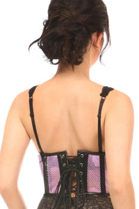 Daisy Corsets Fishnet Underwire Open Cup Waist Cincher in Purple 