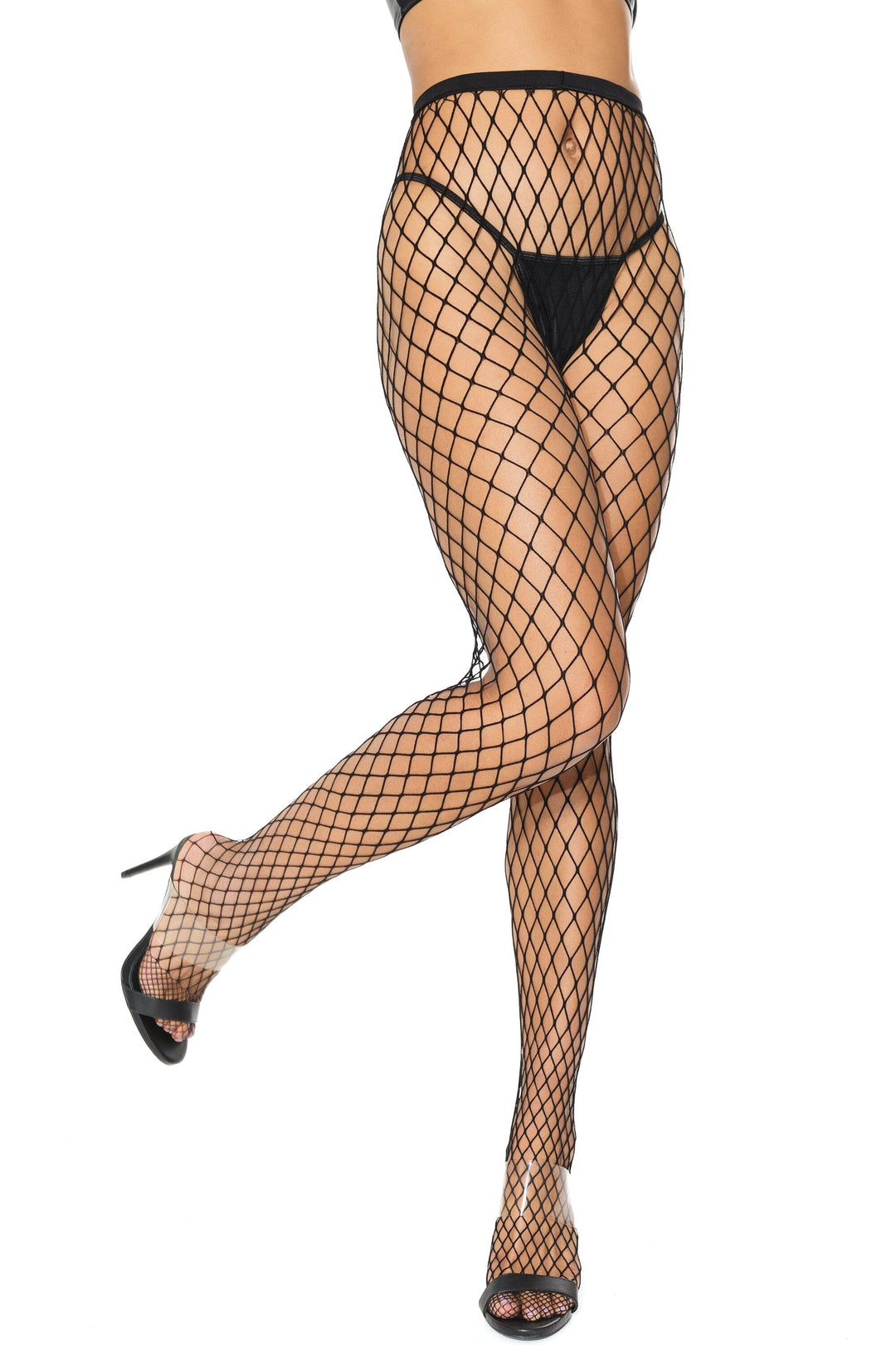 Fishnetted Pantyhose-Pantyhose-Coquette-Black-O/S-SEXYSHOES.COM