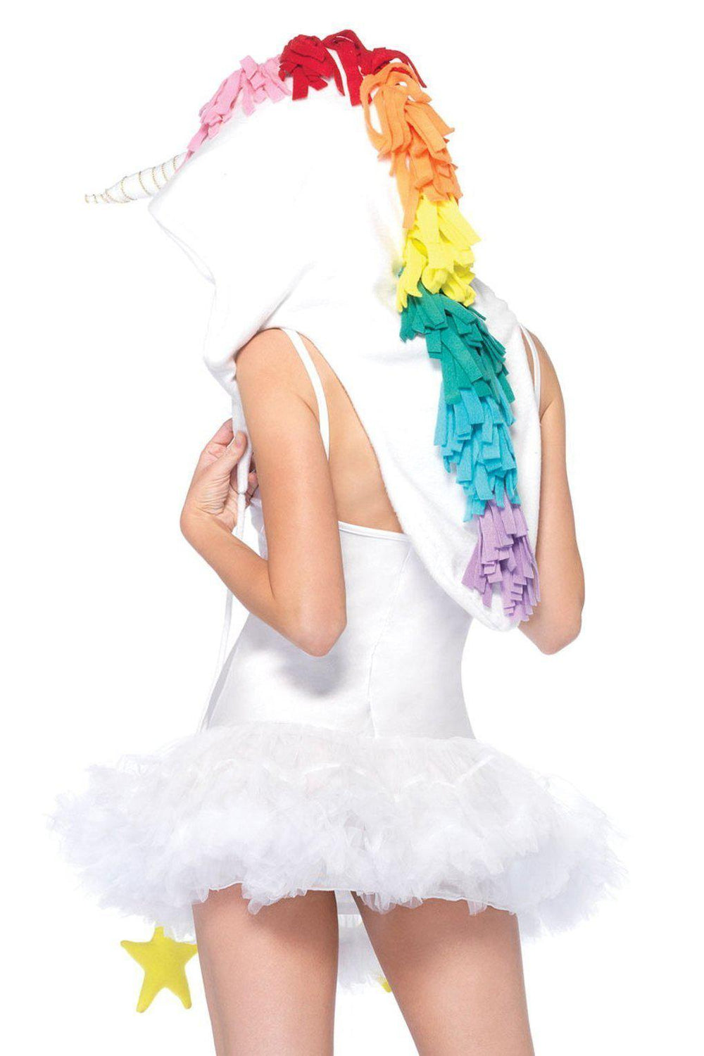 Fleece Unicorn Hood with Star-Costume Headwear-Leg Avenue-White-O/S-SEXYSHOES.COM
