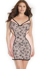 Flocked Fine Tulle With Sheer Stretch Nylon Cutouts | Plus Size