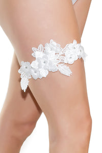 Coquette Floral Applique Leg Garter in White  from SexyShoes.com