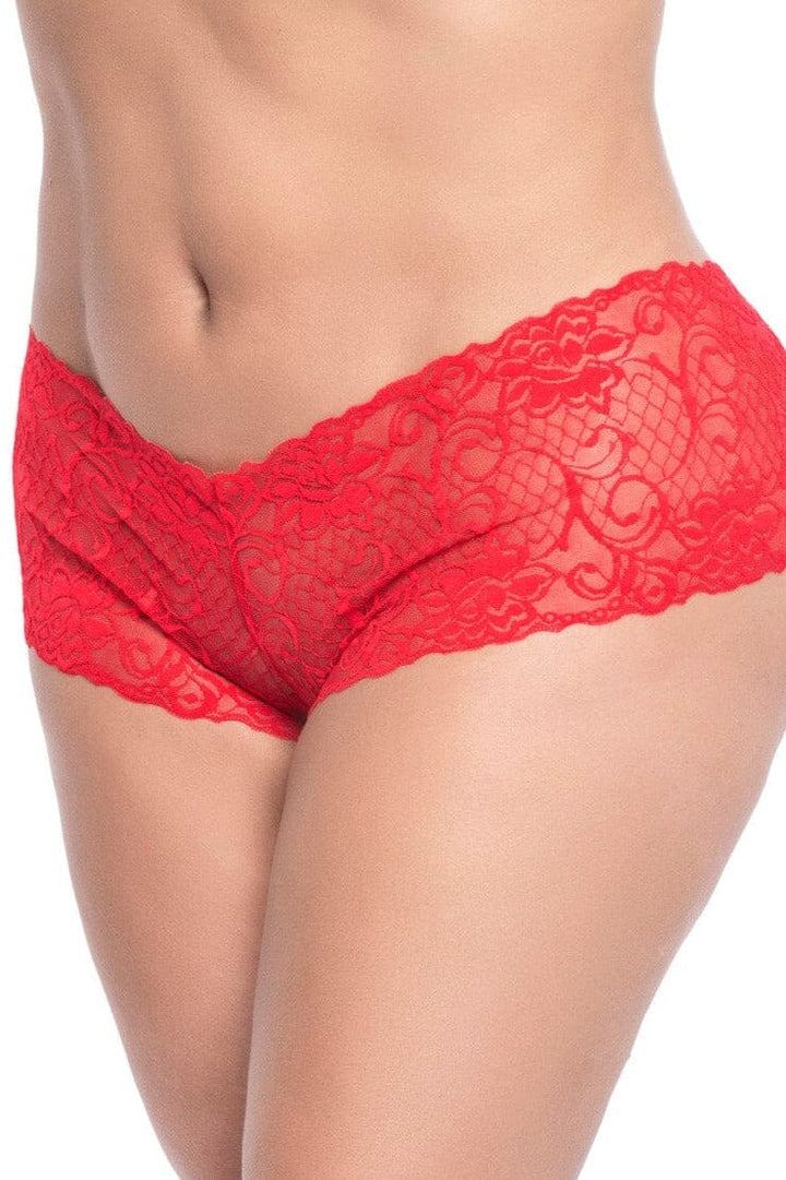 Floral Lace Boyshort-Boyshorts-Mapale-Red-1/2XL-SEXYSHOES.COM