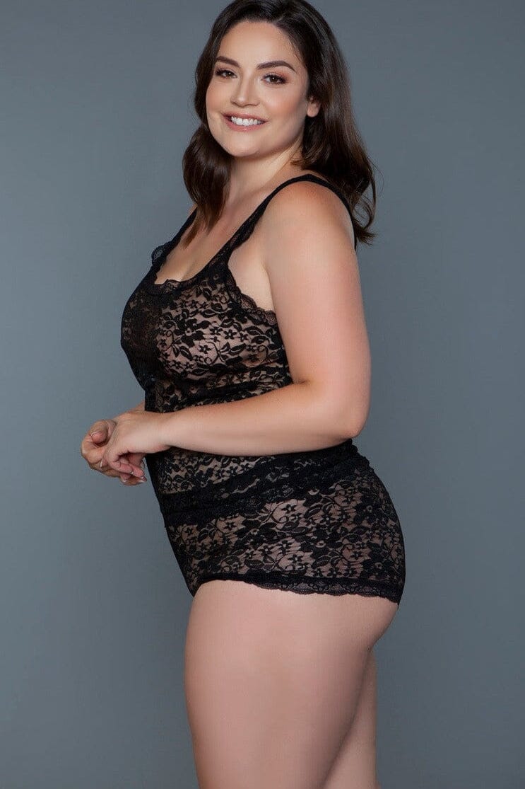 BeWicked Floral Lace Tank Set in Black 