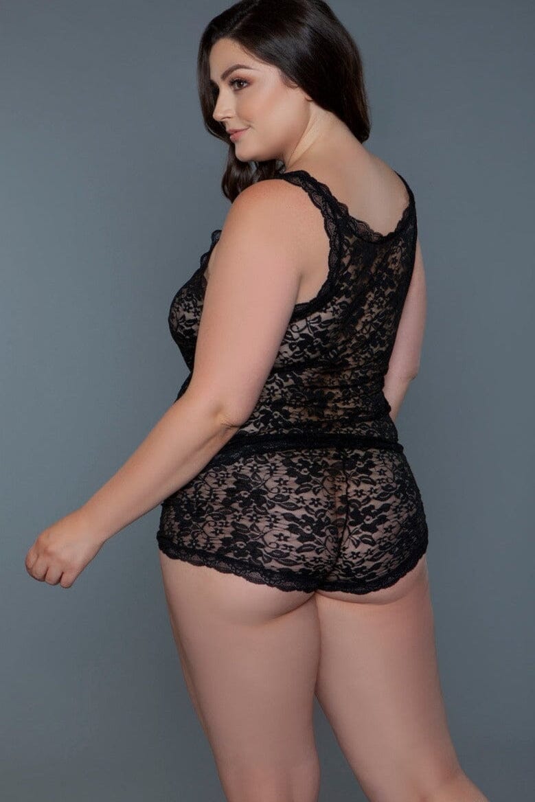 BeWicked Floral Lace Tank Set in Black 
