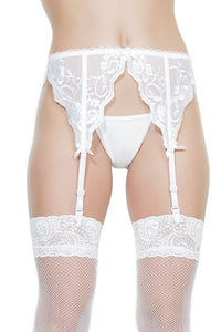 Coquette French Lace Garter Belt in White  from SexyShoes.com