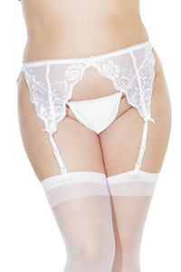Coquette French Lace garter Belt in White  from SexyShoes.com