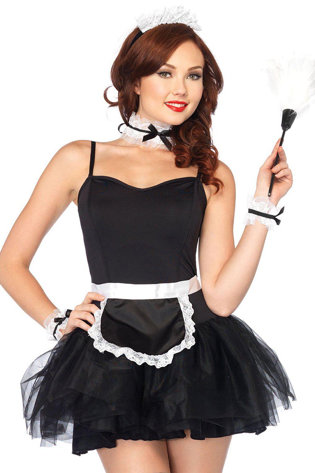 French Maid Costume Accessory Set-Costume Accessories-Leg Avenue-Black-O/S-SEXYSHOES.COM