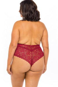 Oh La La Cheri Front Keyhole Collared Teddy in Red 