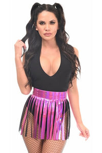 Daisy Corsets Fuchsia Holo Fringe Skirt in Hologram  from SexyShoes.com