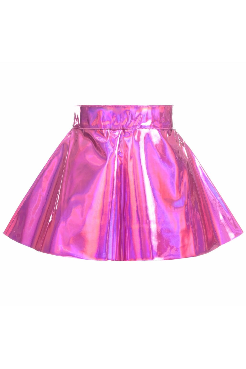 Fuchsia Holo Skater Skirt-Mini Skirts-Daisy Corsets-Hologram-S-SEXYSHOES.COM