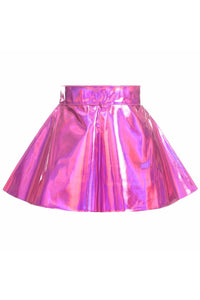 Daisy Corsets Fuchsia Holo Skater Skirt in Hologram  from SexyShoes.com